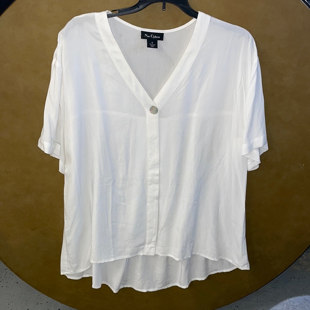 Nue Options | Women’s White Short Sleeve Blouse | Size: M